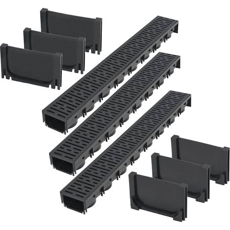 vidaXL Caniveau de drainage 3 pcs Plastique 3 m (1/5)