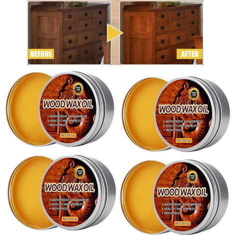 4 cires multi-usages pour meubles, cire d'abeille pour meubles en bois, imperméabilisation et réparation (1/5)