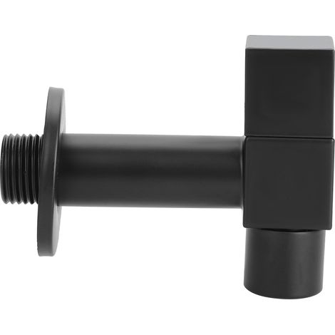 Robinet d'évier à eau froide simple à ouverture rapide, carré, en cuivre noir, filetage G1/2, pour lavabo/serpillière (1/5)