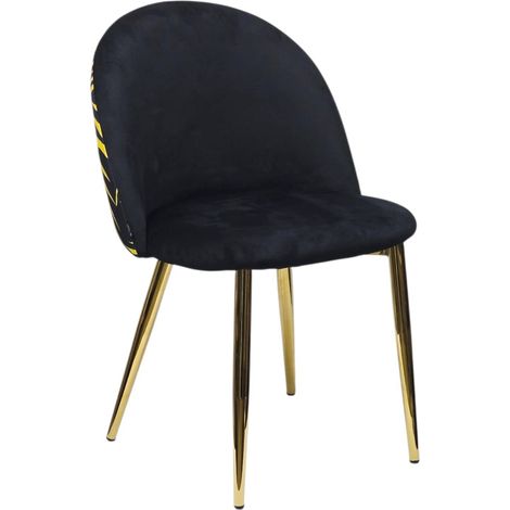 Sedia Double Floreale imbottita Nero con stampa tropicale e gambe oro