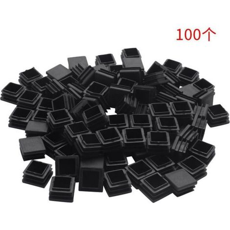 100Pcs Embouts De Tube Carrés En Plastique, Bouchons 20 Mm X Mm, Noir (1/4)