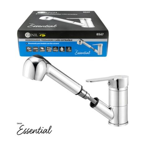 Monomando fregadero caño extraíble gama Essential, latón, cartucho cerámico 40mm (1/5)