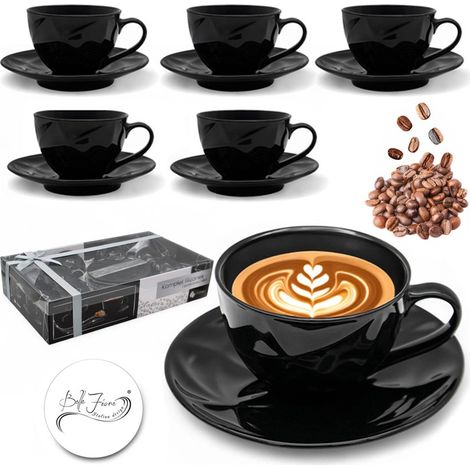 Juego de 6 tazas + 6 tazas de café de 220 ml con platillo. Juego de regalo. (1/5)
