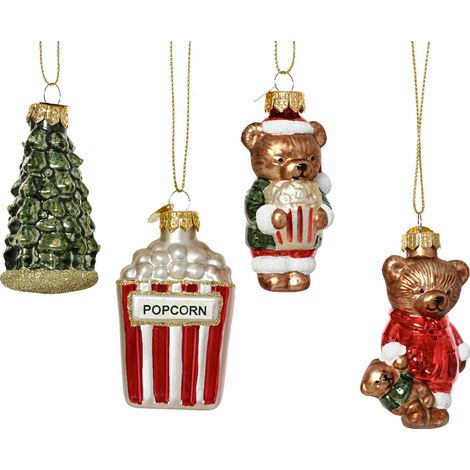 Decorazioni Natalizie Vetro Soffiato - 5 Soggetti Assortiti - 7,5 cm