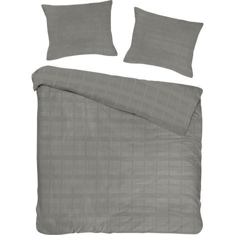 Baumwollbettwäsche 180x200 Satin Marsela Premium - Makosatingrau (1/5)