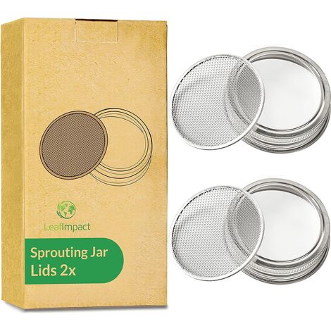 Lot de 2 Couvercle, Acier Inox 304, Goulot Normal 7cm, Pour Germination, Cuisine (1/5)