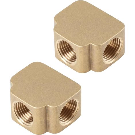 Lot de 2 Raccord Té Égal Femelle en Laiton 1/8 bsp pour Hydraulique et Pneumatique Femelle à Femelle à Femelle (1/5)