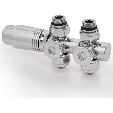 Robinet thermostatique radiateur Multibloc chromé G1/2 pour tubes 15/16 mm S'AFIELINA