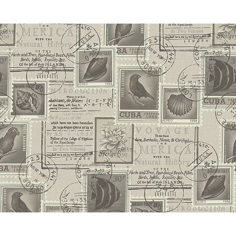 Papier peint vinyle 958992 6 Marron/crème/noir (1/2)