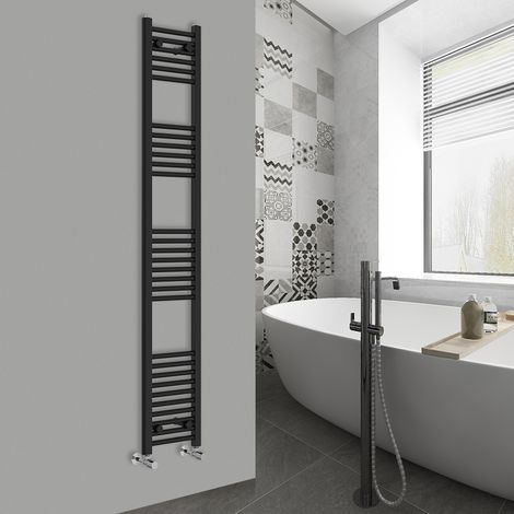WarmeHaus Straight Black Bathroom Ladder Radiator 1800x300mm (1/5)