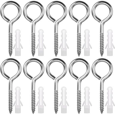 10 Pièces Œillets de Vis en Acier Inoxydable M6 x 80 mm Piton à Visser Lourde Vis à Œillet Crochet à Visser pour Hamacs, Auvents, Fauteuils Suspendus (1/5)