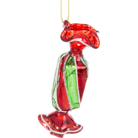 Adorno navideño de cristal con forma de árbol de Navidad, rojo y verde, con purpurina, 9,5 cm. (1/5)