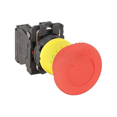 Bouton d'arrêt d'urgence Harmony rouge Ø22 tête Ø 40 tourner pour déverrouiller 1O+1F - Schneider XB5AS8445 (1/2)
