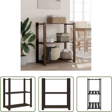 vidaXL Rangement atelier - Support de rangement à 3 niveaux noir 80x38x90 cm bois pin (1/5)