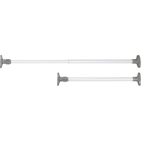Wenko – Barre porte-vêtements télescopique extensible 47-80cm – Acier blanc – Capuchons antidérapants – Pour armoires et niches murales