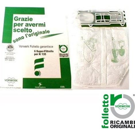 CONF.6PZ SACCHETTI VORWERK FOLLETTO VK 135 136 ORIGINALE