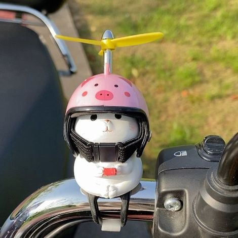 Decoración para manillar de bicicleta/patinete: figura de gato adorable con casco de hélice. (1/5)