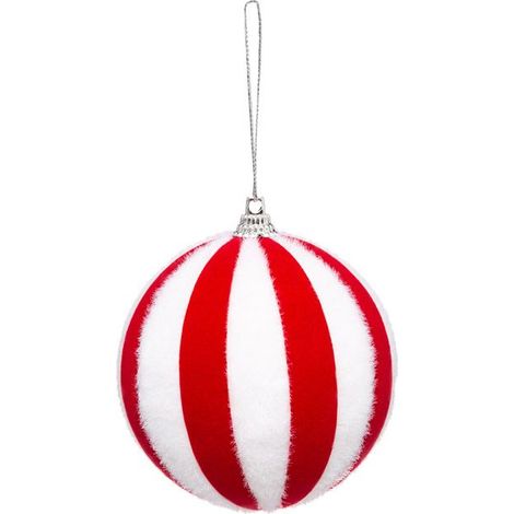 Paris Prix - Sujet De Noël Boule la Piste 8cm Rouge & Blanc