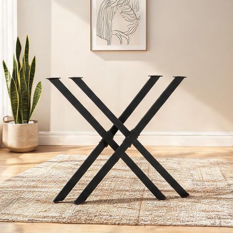 Lot de 2 pieds de table croisés en acier noir 72 cm en stahl (1/5)