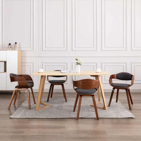 Lot de 6 Chaises de salle à manger - Chaises à dîner Bois courbé et tissu gris BV869830 - BonneVie (1/5)