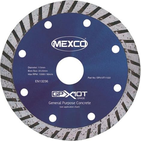 Mexco GP Turbo Diamond Blade 115x22mm for Concrete Cutting (1/2)