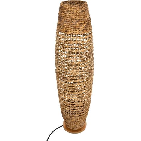 Lampadaire, lampe à poser sans pieds coloris Beige et métal noir - diamètre 31 x Hauteur 118 cm (1/3)