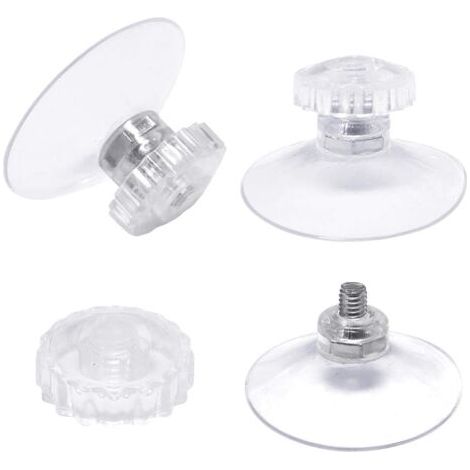 Set of 30 suction cups with thread and knurled nuts Ø 45 mm, transparent, for car, camping, window, sun visor