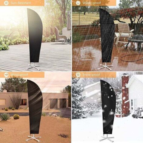 NALOOKAMIC Housse Parasol Déporté de 3m à 4m, Robuste Tissu Oxford 420D, Iimperméable, Anti-UV Housse de Protection Parasol Deporte avec Grilles D’aération (280x30/81/45cm) - Noir