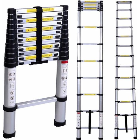 Échelle télescopique 3,8m aluminium – Charge maximale 150kg – Conception sécurisée pour usage intensif – Hauteur ajustable – Hobbytech (1/3)