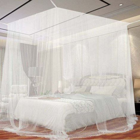 1pc White Mosquito Net 190 x 210 x 240cm for Bed, Large Square Mosquito Net for Extra Large Bed, Indoor and Outdoor Canopy Mosquito Net for Single and Double Beds MUMU (1/4)