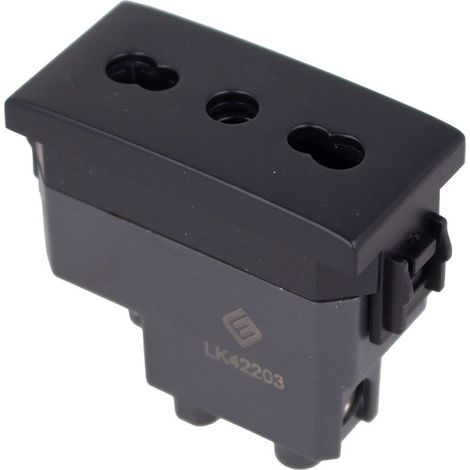 Presa Bipasso Bivalente 2P+T 10/16A Colore Nero Compatibile Con Bticino Living e Vimar Plana