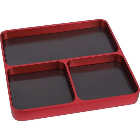 Plateau à outils magnétique, 9,8 x 9,87 x 11 cm, 3 compartiments, organiseur pour pièces, vis et boulons, pour ranger douilles, vis, petites pièces (1/5)