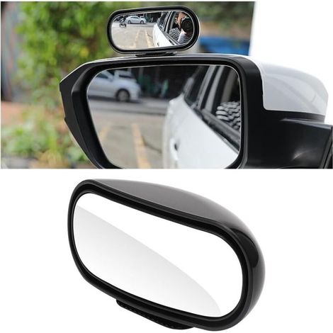 Miroir Convexe Angle Réglable, Miroir Auxiliaire Rotatif à 360° Intérieur Et Extérieur La Voiture, Retroviseur Conduite Accompagnée Retroviseur Angle Mort Pour Tous Les Voitures(Noir) (1/5)
