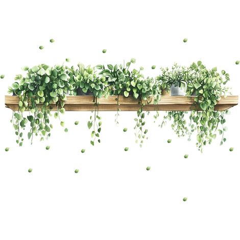 60x100cm Stickers Muraux Salon Plantes Vertes Stickers Muraux Salle de Bain Amovibles Feuilles Décoration Sticker Mural Naturelle pour Chambre (1/5)