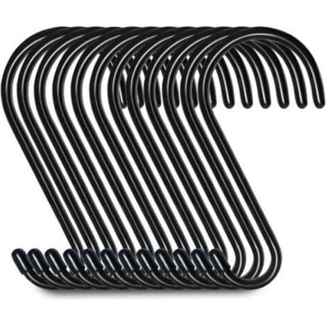 Crochets de suspension en forme de S – Lot de 12 pièces, 15 cm, en acier noir mat, idéaux pour porte-manteaux et rangement (1/5)
