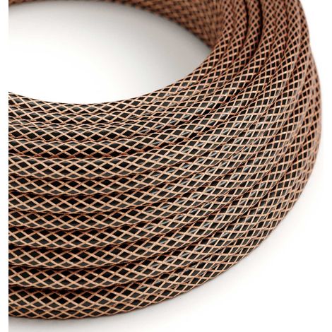 Creative-Cables Cavo elettrico in tessuto, Sezione 3 x 0,75 mm², 1 m, Nero con Rame RR02, Rotondo