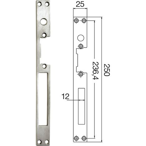 Placa Cuerpo Cierre Electrico Estanca 25 mm G.Llave 12 mm Ltda.Derecha