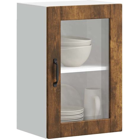 Küchen-Hängeschrank mit Glastür Porto Räuchereiche