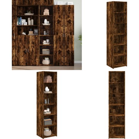 Highboard Räuchereiche 45x41x185 cm Holzwerkstoff - Sideboard - Hochschrank - Wohnzimmermöbel - Holzwerkstoff - Rauchfarbe - Home & Living (1/5)