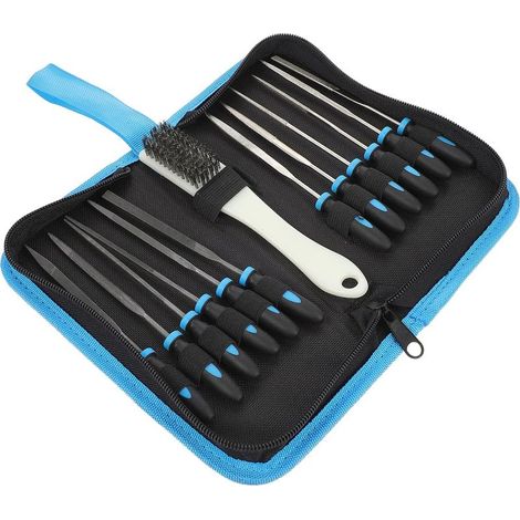 Ensemble de 13 limes à aiguilles – 6 limes en acier au carbone et 6 limes diamant – Brosse de nettoyage incluse – Pour métaux, bois et plastiques (1/5)