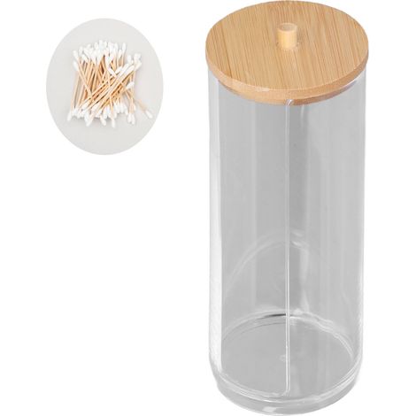 Boîte transparente pour cotons-tiges, boîte pour disques de coton, boîte de rangement de bureau, boîte à bijoux, boîte à pinceaux (1/5)