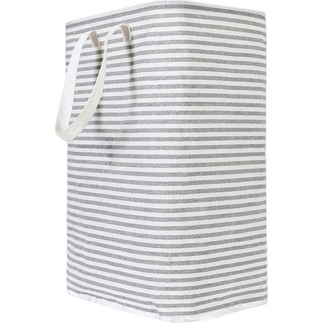 ALLIANDIS Panier à linge pliable gris de 72 litres, 40x30x60cm, tissu imperméable,Panier à linge sale pliable en tissu rayé (1/5)