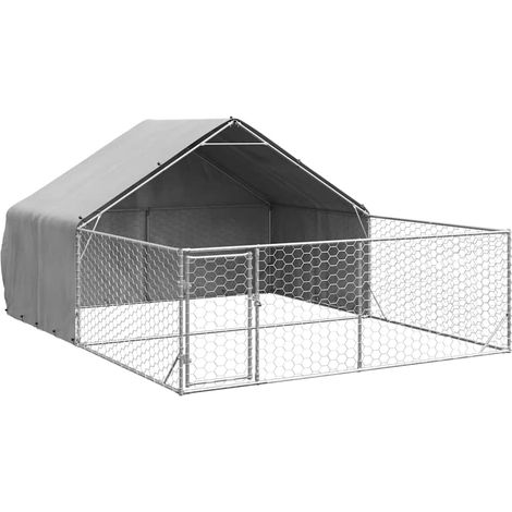 Maison Exclusive - Caseta perros exterior con corral 5x3x1,9 m ac