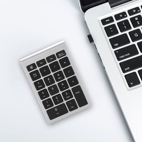 Clavier numérique compact 22 touches sans fil 2.4G avec récepteur USB, portable argent et noir