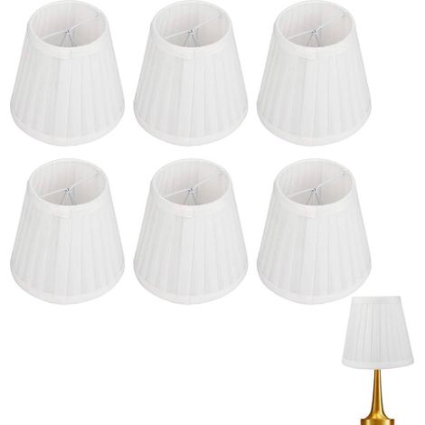 6pcs abat jour plissés blancs abat jour de couverture de lampe de lustre en tissu Couverture de Lampe Murale Décoration Lustre 0 virgule 55 pouces (1/4)