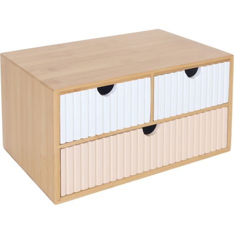 Schubladenbox aus bambus mit 3 fachern fur die organisation im haushalt (1/5)