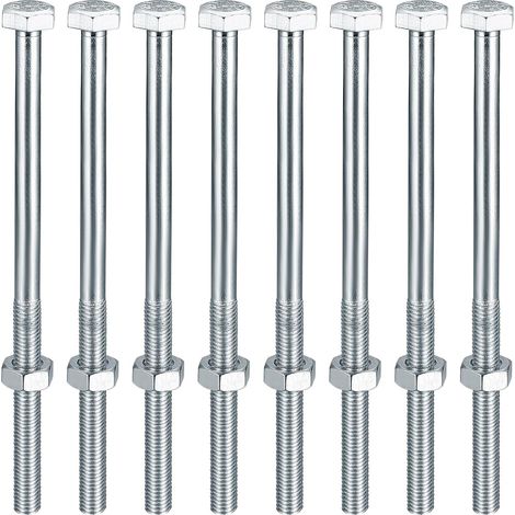 8 Pièces M10 Boulons et Ecrous, M10 x 180 mm Boulons Hexagonaux avec écrous, vis de machine, Galvanisées Vis Hexagonale Partiellement Filetés (1/5)