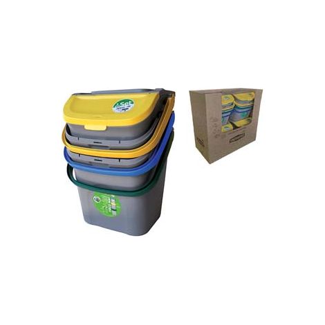SET PATTUMIERA PER RACCOLTA DIFFERENZIATA LT.28 PZ.3- - cm.38,5x37x51h. - 1 confezione STEFANPLAST