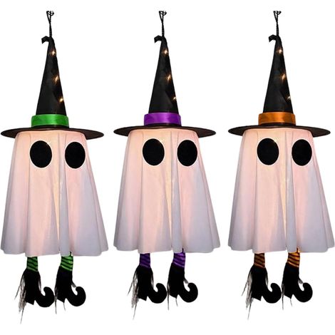 Fantôme lumineux 3 Pièces Décor de Patio d'Halloween Ornements d'Arbre de Fête Pour Propriétaires/Locataires, Patio, Arrière-Cour, Jardin, Salon, Chambre, Maison, (1/5)