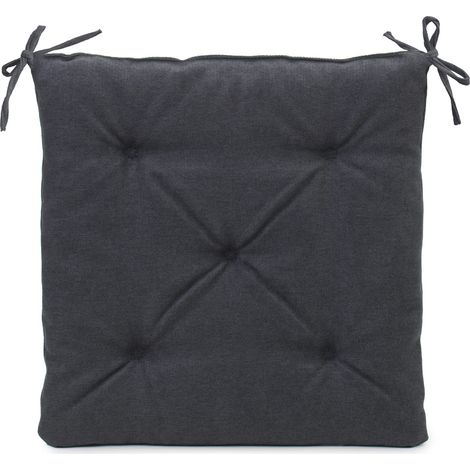 - Coussin d'Assise avec Sangles de fixation, Coussin de chaise, Piqué, Darco, 40 x 40 x 4 cm - Anthracite (1/5)